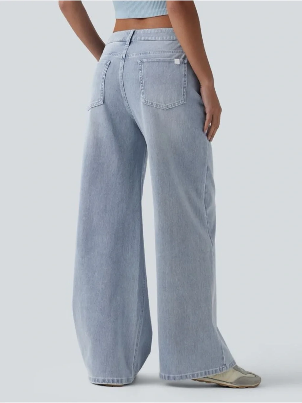 NWOT Halara Flex™ Mid Rise Washed Baggy Wide Leg Casual Jeans S BS97